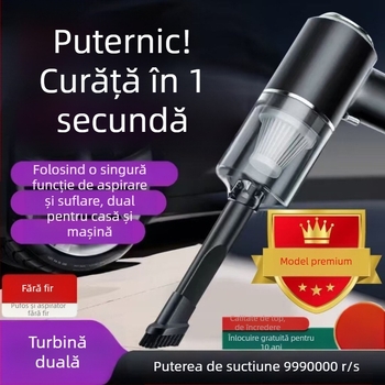 Aspirator portabil pentru mașină și casă - 300 W, aspirație 20000 Pa, reîncărcabil, cablu de 300 cm, manometru pentru presiunea pneurilor