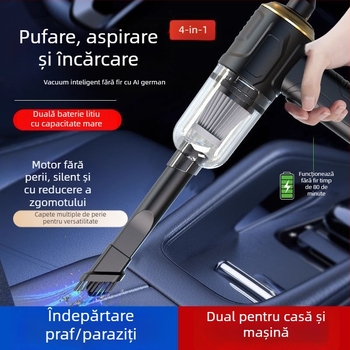 Aspirator portabil pentru mașină și casă - 300 W, aspirație 20000 Pa, reîncărcabil, cablu de 300 cm, manometru pentru presiunea pneurilor