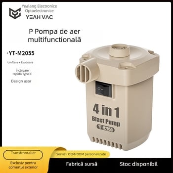 Pompa portabilă pentru pneuri auto, alimentare pe baterie, pompă cu un singur cilindru, debit de aer 30 L/min, funcționare continuă peste 20 de minute, sub 80W