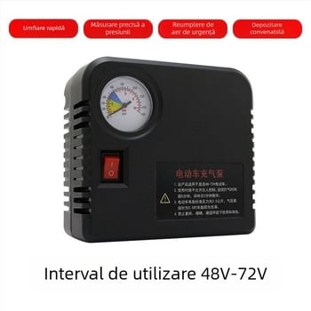 Pompa de aer pentru vehicule electrice - 220W, cilindri multipli, afișaj digital, lumina de avertizare