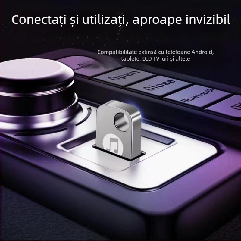 USB flash auto 64GB, din aliaj de aluminiu, alimentat prin USB, redare MP3/MP4, fără afișaj