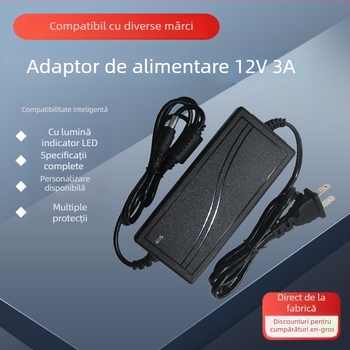 JY Adaptor de alimentare 12V 3A pentru monitor, bandă LED, imprimantă, pompă de aer și motor