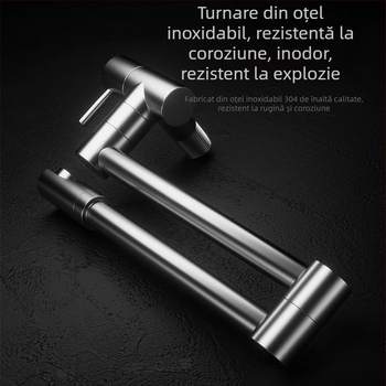 Robinet de bucătărie pliabil – oțel inox, montat pe perete, rotativ și extensie retractabilă, model Jd-7179, 0–90°C