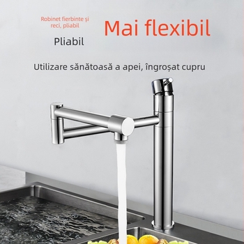 Robinet de bucătărie cu extensie retractabilă și rotire de 360°, corp din cupru, model D55003, 0-99°C, miez ceramic al ventilului
