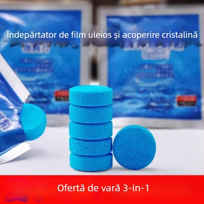 Tablete efervescente pentru lichidul de parbriz auto, concentrat pentru eliminarea filmului uleios, universal pentru toate anotimpurile, 10 buc., model Yj-a2803-bhj-13t