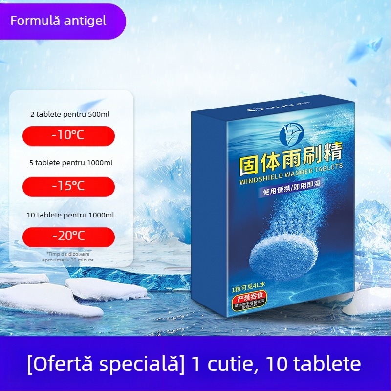 Tablete efervescente pentru lichidul de parbriz auto, concentrat pentru eliminarea filmului uleios, universal pentru toate anotimpurile, 10 buc., model Yj-a2803-bhj-13t
