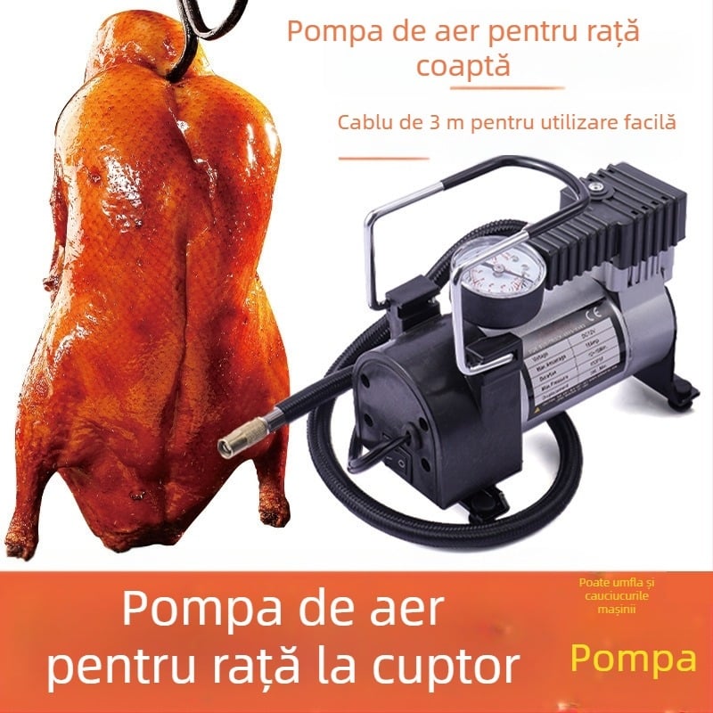 Pompa de umflat multifuncțională pentru fripturi, păsări și animale (240V, 220W, USB, Afișaj digital, >2 cilindri)