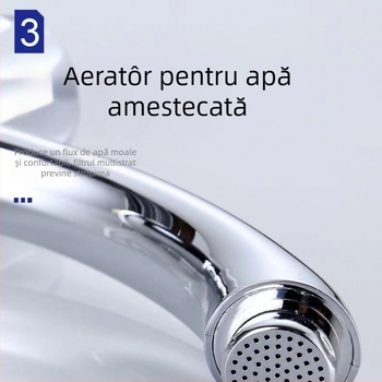 Robinet de chiuvetă cu apă rece pentru chiuvetă – disc ceramic al valvei, finisaj cromat, corp din plastic, construcție triplu, compatibil cu lavoare montate sub blat sau deasupra blatului