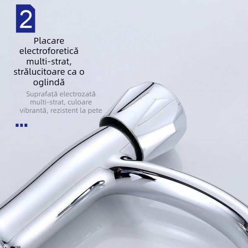 Robinet de chiuvetă cu apă rece pentru chiuvetă – disc ceramic al valvei, finisaj cromat, corp din plastic, construcție triplu, compatibil cu lavoare montate sub blat sau deasupra blatului