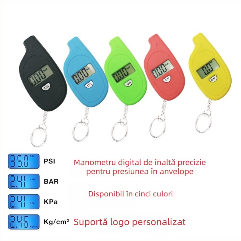 Breloc auto cu afișaj digital pentru presiunea pneurilor – manometru mini