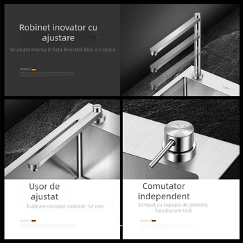 Robinet de bucătărie din oțel inoxidabil 304, cu ridicare, apă caldă și rece, purificare a apei, trei în unu, miez ceramic, AS-3060