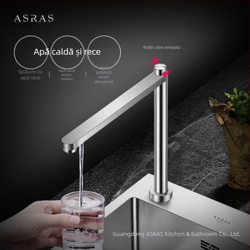 Robinet de bucătărie din oțel inoxidabil 304, cu ridicare, apă caldă și rece, purificare a apei, trei în unu, miez ceramic, AS-3060