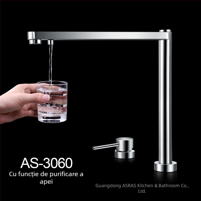Robinet de bucătărie din oțel inoxidabil 304, cu ridicare, apă caldă și rece, purificare a apei, trei în unu, miez ceramic, AS-3060
