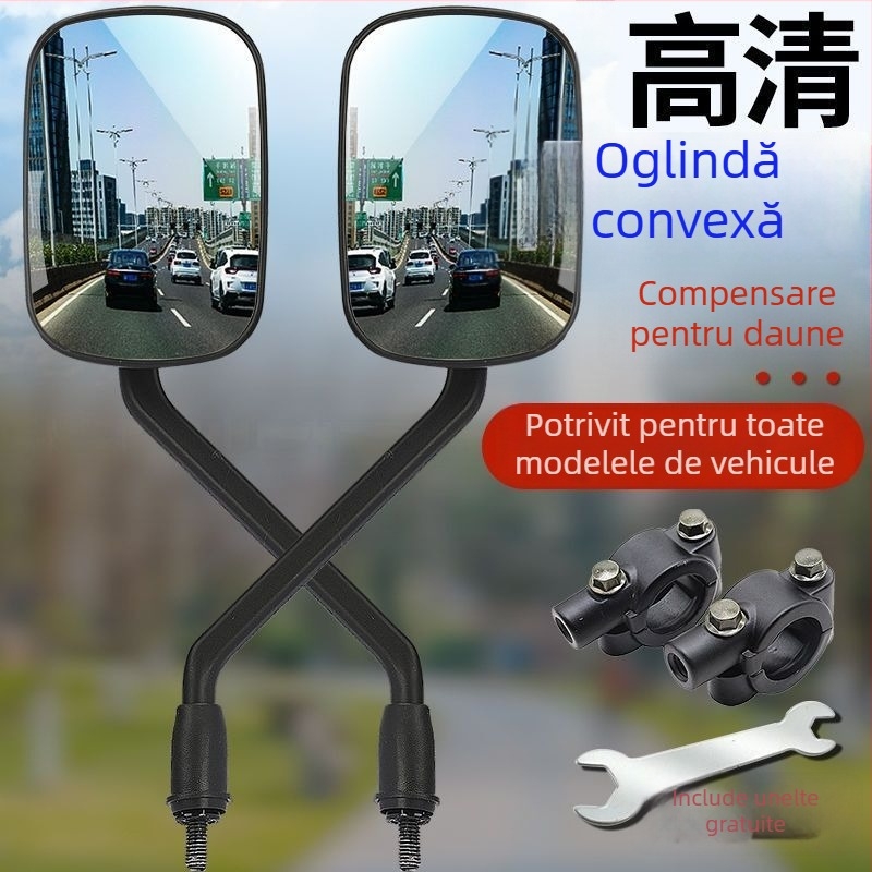 Oglindă retrovizoare pentru scuter electric, lentilă convexă HD de 8 mm, compatibil universal
