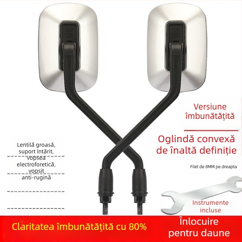 Oglindă retrovizoare pentru scuter electric, lentilă convexă HD de 8 mm, compatibil universal