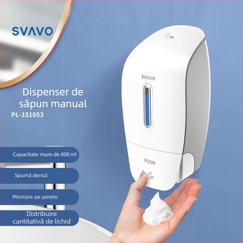 Duzator de săpun cu spumă montat pe perete – apăsare manuală, ABS, brand Rivo, stil modern minimalist