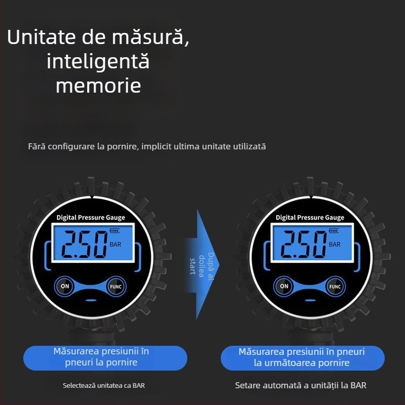 Manometru digital de înaltă precizie pentru pneuri cu pistol de umflat și afișaj LCD