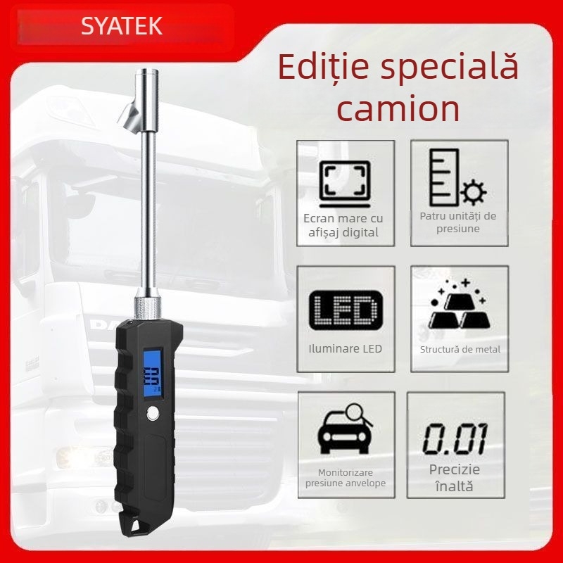 Manometru digital de înaltă precizie pentru pneuri cu pistol de umflat și afișaj LCD