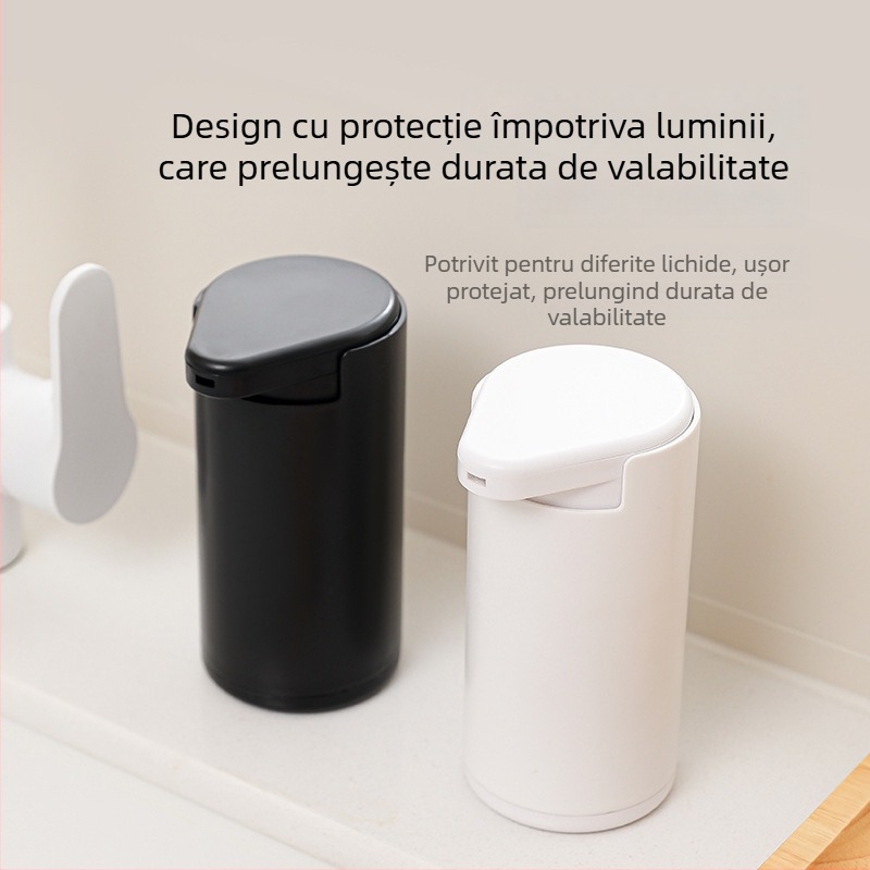 Dispenser de săpun manual cu apăsare — materiale: ABS, gel de siliciu și PP; greutate 135 g; finisaj: şlefuire și lustruire; stil modern minimalist; funcție: apăsare manuală