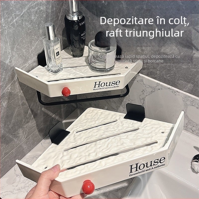 Dopamine suport de colț pentru perete, raft triunghiular, 1 nivel, încărcare 5 kg, stil lux ușor
