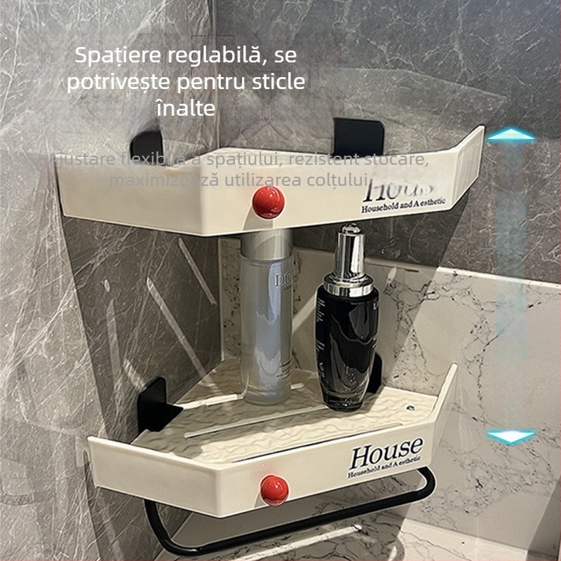 Dopamine suport de colț pentru perete, raft triunghiular, 1 nivel, încărcare 5 kg, stil lux ușor