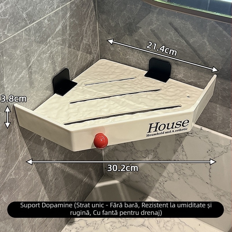 Dopamine suport de colț pentru perete, raft triunghiular, 1 nivel, încărcare 5 kg, stil lux ușor