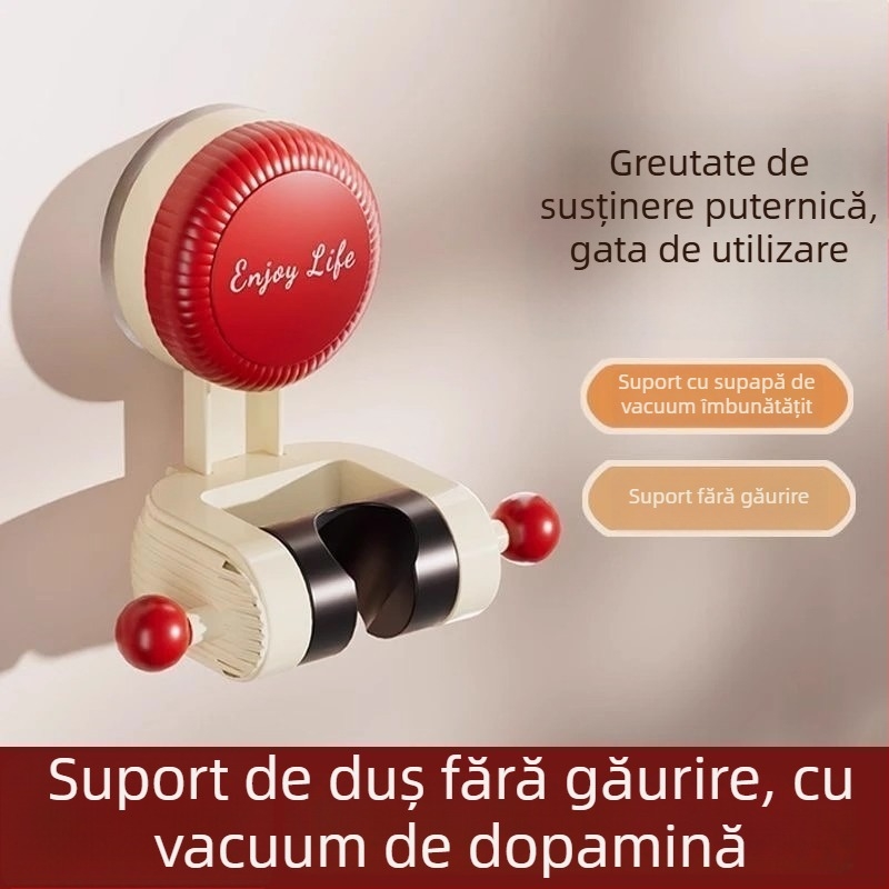 Suport de duș cu ventuză mobilă, fără găuri, bază reglabilă pentru duș, polică de baie din ABS