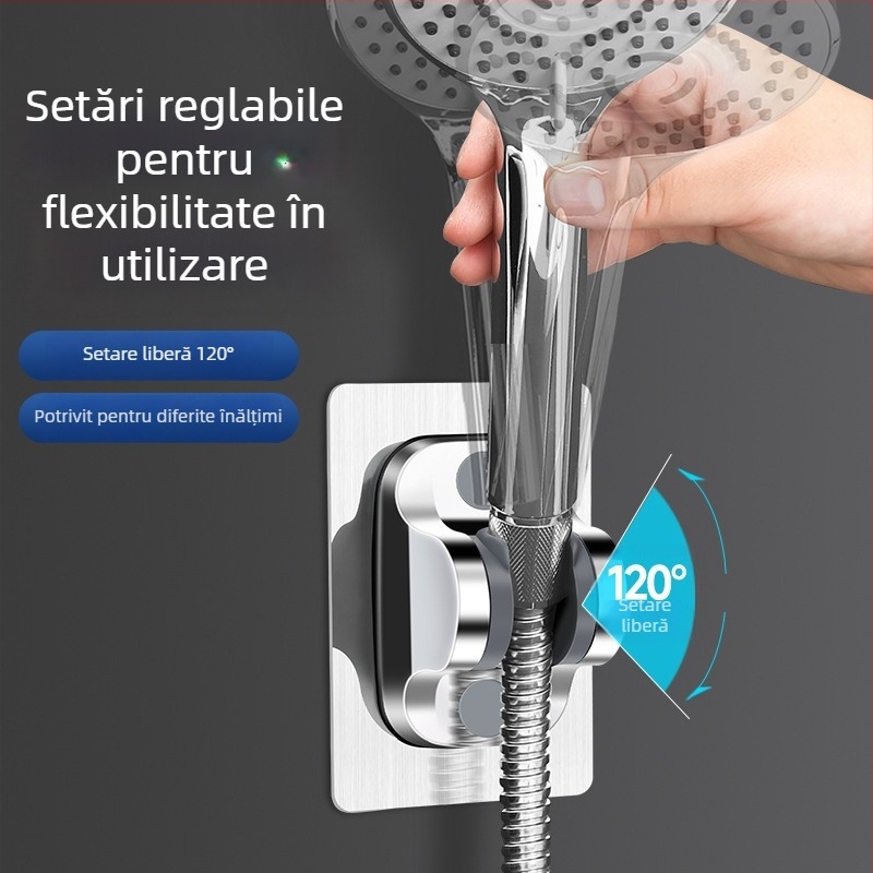 Suport pentru cap de duș – fără găuri, ABS, montaj pe perete prin ventuză, stil modern minimalist, accesorii baie