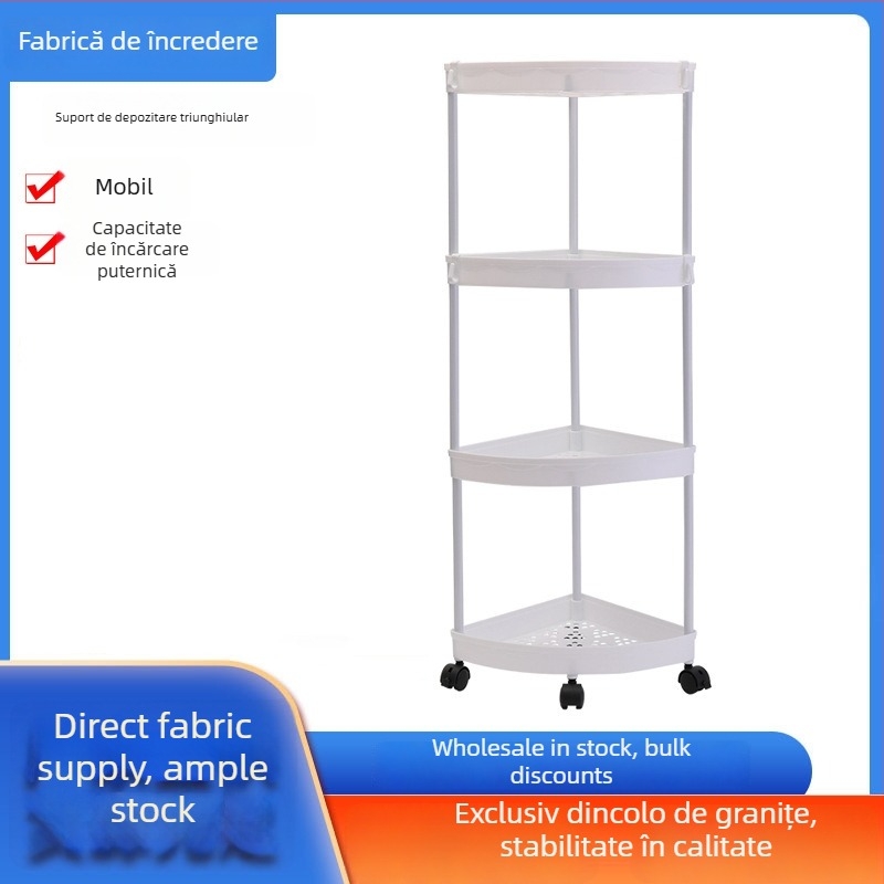 Raft de colț pentru baie, podea, 4 etaje, material PP, mobil, fără găuri