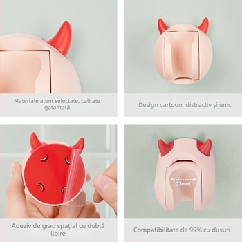 Suport reglabil pentru cap de duș, montaj cu ventuză, fără găuri, ABS+HIPS, pentru baie