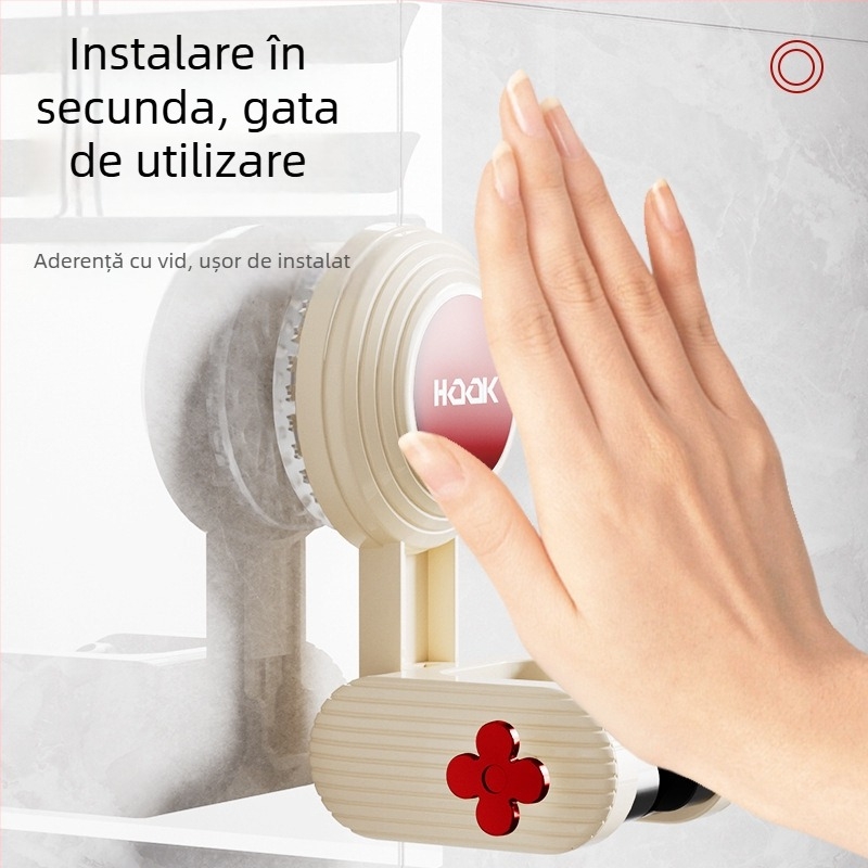 Suport pentru duș cap – mobil, fără găuri (Montaj: pe perete prin aspirație; Material: plastic; Stil: simplu și modern; Categoria: raft de baie)