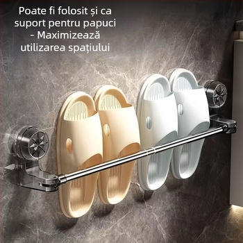 Raft de prosoape telescopic cu ventuză, fără găuri, din plastic, marca Qiwang