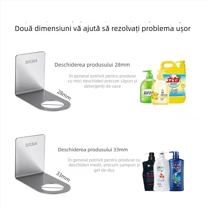 Raft montat pe perete din oțel inoxidabil, finisaj periat, pentru sticlele de săpun, dezinfectant, șampon și gel de duș, încărcare 3 kg, un singur nivel, marca Shanmoting