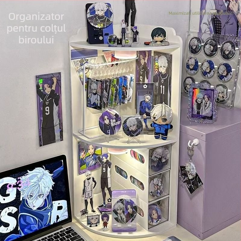 Royal Sero raft de depozitare în colț, 3 etaje, placă Chevron, rezistent la umiditate, multifuncțional, mobil