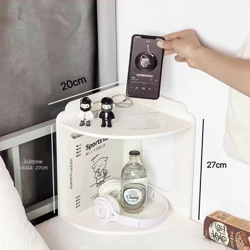 Royal Sero raft de depozitare în colț, 3 etaje, placă Chevron, rezistent la umiditate, multifuncțional, mobil