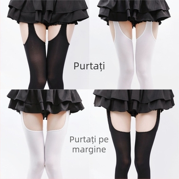 Y2K sexy ciorapi cu suspensor integrat - peste genunchi, nailon, subțiri, uni, 80–90% nailon, absorbant de transpirație