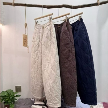 Pantaloni dama din cânepă, stil coreean, talie elastică, croială lejeră, lungime 9/10