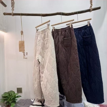 Pantaloni dama din cânepă, stil coreean, talie elastică, croială lejeră, lungime 9/10