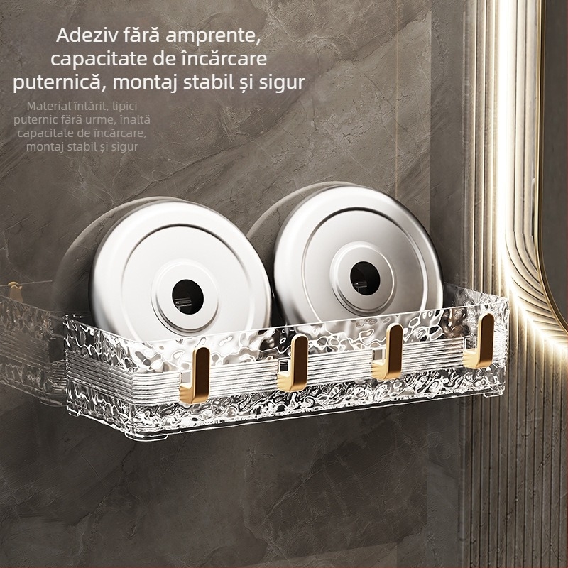 Raft de baie montat pe perete, din plastic, montaj fără găuri, capacitate 2 kg, 1 nivel