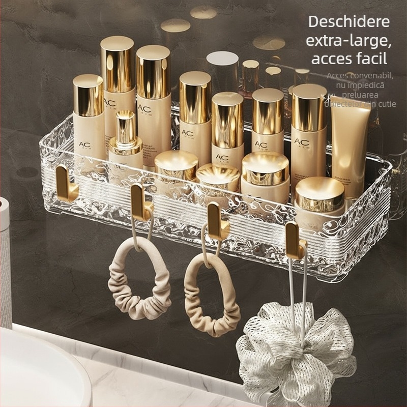 Raft de baie montat pe perete, din plastic, montaj fără găuri, capacitate 2 kg, 1 nivel