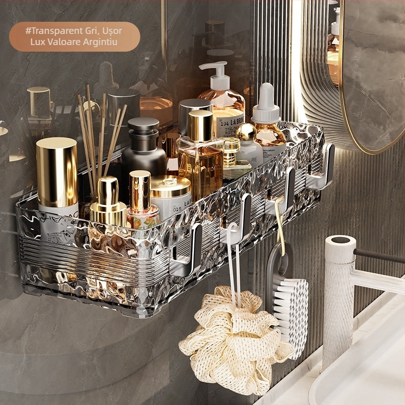 Raft de baie montat pe perete, din plastic, montaj fără găuri, capacitate 2 kg, 1 nivel