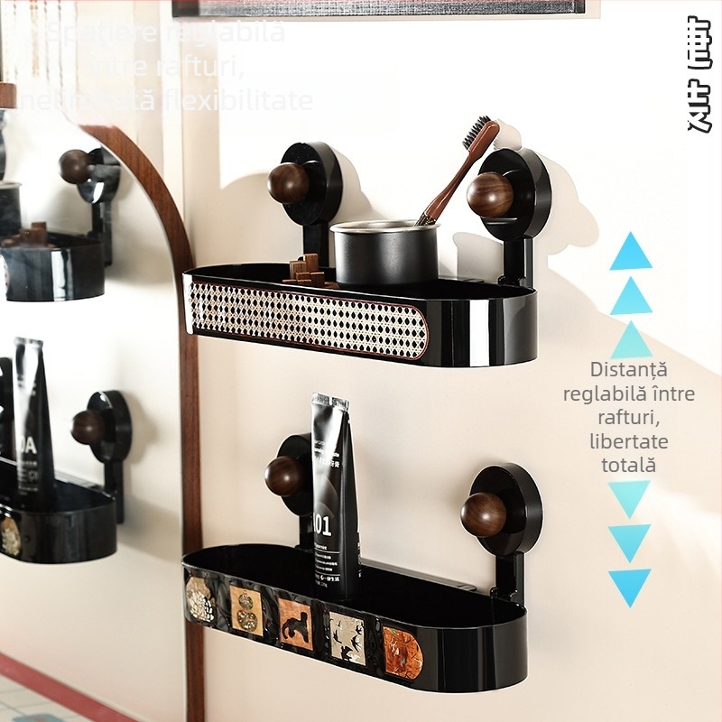 Raft de baie cu ventuze, montaj pe perete fără găuri, stil modern minimalist, model jjdhhvr, brand Sicheng, 1 nivel