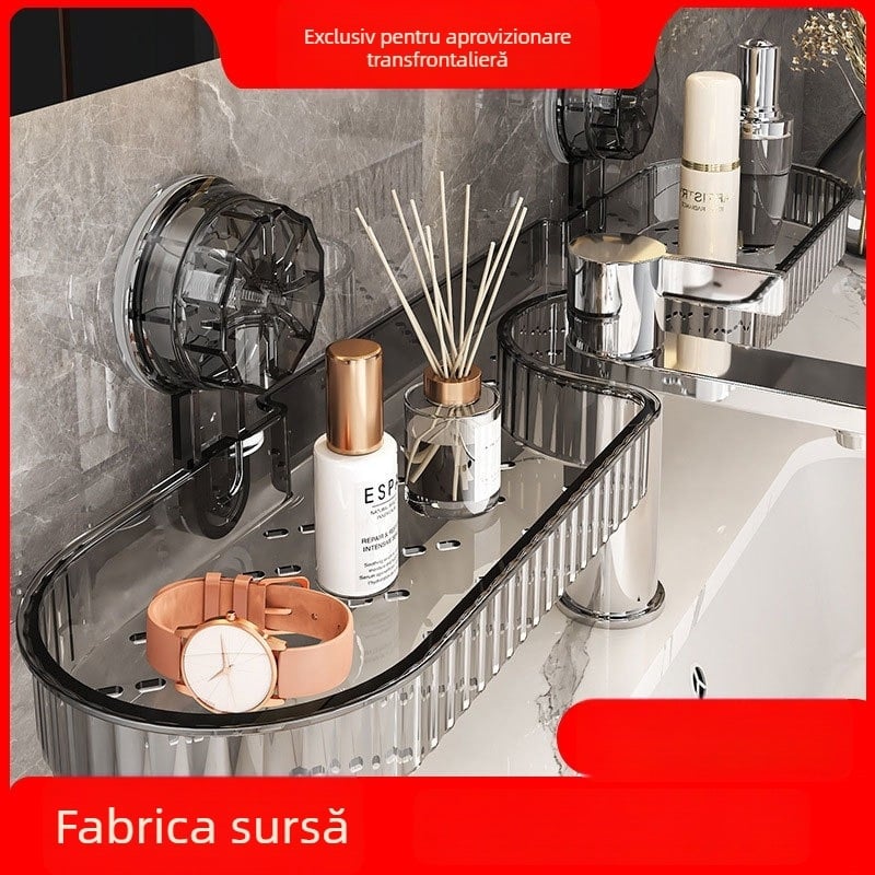 Raft de depozit pentru robinet cu ventuză - ABS, montat pe perete, 2 etaje, finisaj vopsire prin uscare, încărcătură 5–10 kg