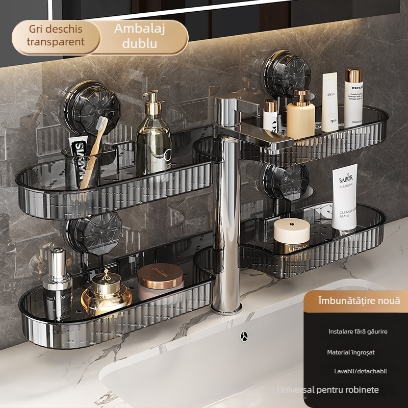 Raft de depozit pentru robinet cu ventuză - ABS, montat pe perete, 2 etaje, finisaj vopsire prin uscare, încărcătură 5–10 kg