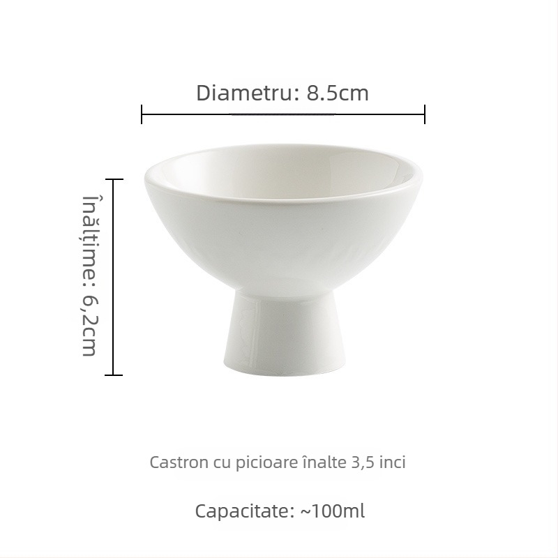 Vas desert în stil japonez înalt, porțelan, rotund, suprafață sub glazură, potrivit pentru microunde, imprimare logo disponibil