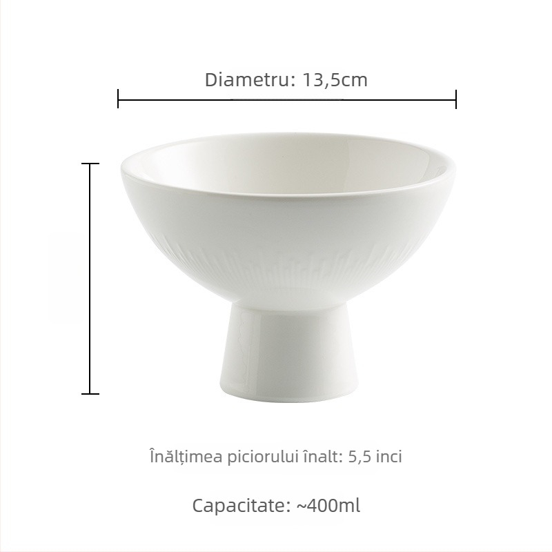 Vas desert în stil japonez înalt, porțelan, rotund, suprafață sub glazură, potrivit pentru microunde, imprimare logo disponibil