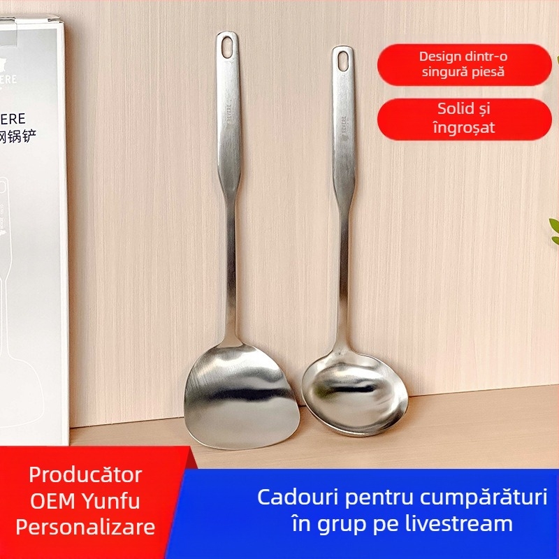 SET LINGURI ȘI SPATULE DIN OȚEL INOXIDABIL REVERE – 304 OȚEL INOXIDABIL, STIL MODERN MINIMALIST, REZISTENT LA TEMPERATURI ÎNALTE, COMPATIBIL CU TIGĂILE ANTIADERENTE
