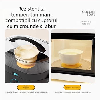 Vas de masă pentru bebeluși din silicon cu ventuză, silicon alimentar, compatibil cu microunde, formă rotundă, încurajează alimentația independentă