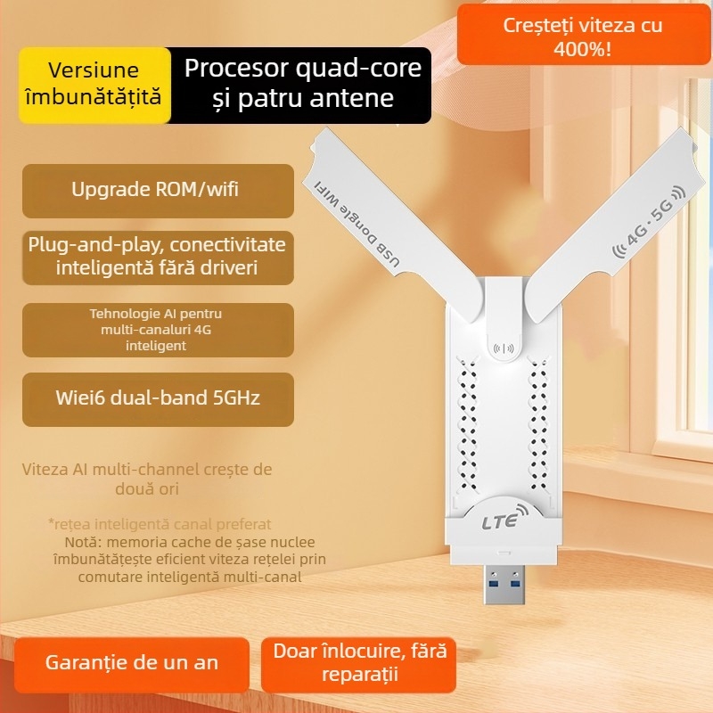 Zhilian Flying Wing Router Portabil Fără SIM – 150 Mbps, Dual-Band 2.4/5 GHz, 4G All-Netcom, 802.11n/g