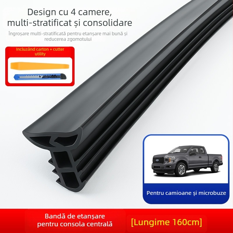 Bandă de etanșare pentru consola centrală a mașinii, cauciuc, model îmbunătățit, potrivire universală, izolație fonică